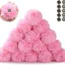 Ouliget Pom Pom Balls,Removeable Button Faux Fur Pom Poms,DIY Creative Crafts Pom poms, Fluffy Balls Fits Art and Decoration Shoes Scarves Bags,Pink, 20 Pieces, 3 Inches