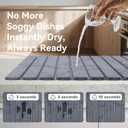 Stone Dish Drying Mat for Kitchen Counter, 24 x 16 inches, Fast Drying Collapsible Dish Drying Mat, Eco-Friendly Absorbent Diatomaceous Earth Mats for Dishes Bottles Cups (Dark Gray)
