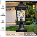 Outdoor Post Lights 16.5 Inch Black Lamp Post Light Fixture Aluminum Column Lighting with Water Ripple Glass E26 Socket Waterproof