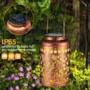 2 Pack Solar Lanterns Outdoor Waterproof, Cats Garden Decor Gifts for Women Mom Grandma Hanging Solar Lights Metal Decoration Outside for Yard, Patio, Lawn