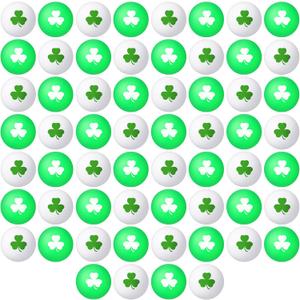 60 Pcs St. Patrick's Day Table Tennis Balls Bulk 1.57 Inch Green White Beer Washable Game Small Plastic Ball for Beer Party Carnival Pool Fun St. Patrick's Day Games Supply Decorations