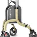 3 Wheel Walkers for Seniors, Lightweight Foldable Aluminum Rollator Walker, Height Adjustable Three Wheel Walker, Champagne (Fit User 4'8''-6'1'')