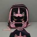 Moonmo Cute Unicorn Face Diamond Sequins Waterproof Princess School Backpack Set Girls Book Bag (Large)