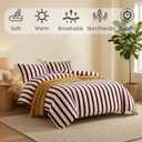 Bedbay Striped King Comforter Set Velvety Fleece Comforter Set Modern Style Striped Beding with 2 Pillowcases Lightweight 3 Pcs Boho Bedding Quilt Farmhouse Fluffy Bed Set for All Seasons