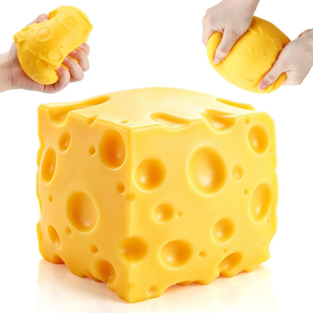 3 x Cheese Squishy, 7cm Squeeze Fidget Toys Squishies Stress Balls for Stress Relief Stocking Stuffers Birthday Gifts Party Favors for Kids Adults Teens Boys Girls Class Prizes(2.75 inch)- 1 Pcs