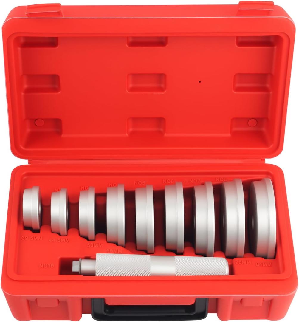 10PCS Car Bearing Press Kit,Non-damaging Car Bearing Race and Seal Driver Set for Installing Wheel Bearings with 9 Sizes Adapters/Seal Driver Handle,Essential Seals Installer Kit