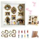 DIY Mini Museum Silhouette Box, Shadow Box Frame Kit with Gold Mini Frames and Figurines, Upgrade Shadow Box Frame Kit, DIY Photo Family Memory Display Case Frame for Anniversary, Wedding, Birthday
