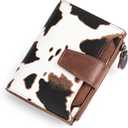 FALAN MULE Small Wallet for Women Leather Bifold Compact RFID Blocking Small Womens Wallet Purse (Milk white)