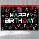 3.28x4.92 ft Happy Birthday Backdrop, Polyester Reusable Korean Games Backdrop Easy to Use Korean Games Party Decoration Supplies for Men Women Birthday