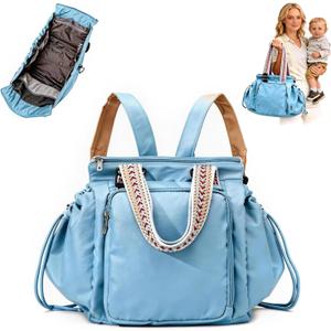 Everyday Bag Tote for Women Large Capacity with 15 Compartments Travel Work Shoulder Bag Convertible Diaper Backpack Organizer Water-Resistant Lay-Flat Hospital Essentials for Teacher Work Daily Use