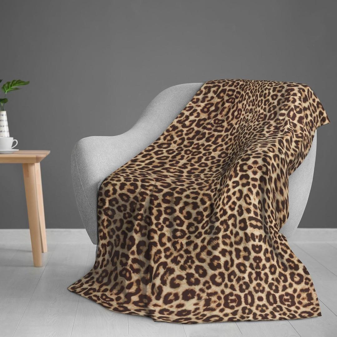 Cheetah Print Blanket Throw for Couch Bed Sofa Living Room, Leopard Print Blanket Flannel Fleece Soft Cozy Lightweight Breathable Durable Home Decor, Gifts for Women Girls 50 x 60 Inches