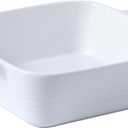DOWAN 8x8 Baking dish, Square Baking Pan, Ceramic Casserole Dishes for Oven, Cake Pan with Handle, for Brownie, Lasagna, Casserole, 2 Quart, Home Gift, Bright White