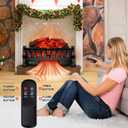 Electric Fireplace Logs Inserts Heater with Infrared Remote Controller 5 Flame Brightness 24 H Timer Overheating Protection for Home and Office Decor Black