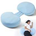 2 x Pregnancy Pillow for Sleeping Memory Foam Maternity Pillow for Side Sleepers, Adjustable Travel Wedge Pillow Support for Back, Belly, and HIPS for Pregnant Women,Cooling Silk Blue