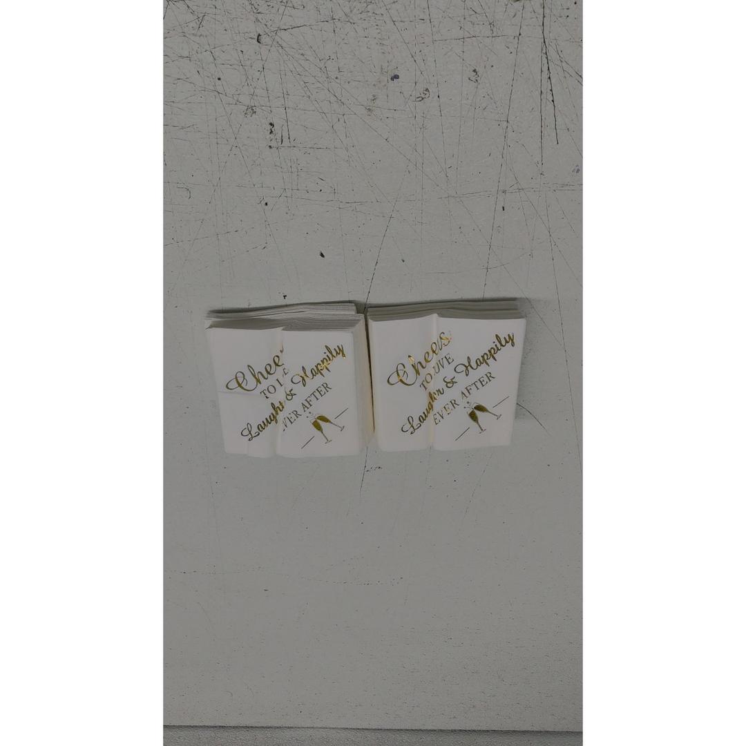 200 Pcs Wedding Napkins for Reception Disposable Bridal Shower Napkins Gold Foil Wedding Decorations Mr and Mrs Napkins for Engagement Party Decoration Cocktail Beverage Dessert (Simple Styles)