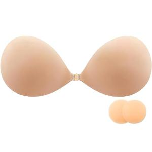 Joma Jewellery Sticky Bra Strapless Sticky Invisible Push up Silicone Bra for Backless Dress with Nipple Covers Adhesive Bras(C Cup)