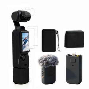 Frevyve Case for DJI Osmo Pocket 3/Xtra Muse Camera, Soft Silicone Protective Case, Slim Fit Skin with mic Cover and Screen Protector Accessories for Osmo Pocket 3/Xtra Muse,Anti-Scratch (Black)