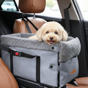 Bonthee Center Console Dog Car Seat for Small Dogs,Washable Foldable Console Booster Seat for Puppy Car Seat with Safe Protection Hooks Adjustable Straps and Storage Pocket Pet Up to15lbs
