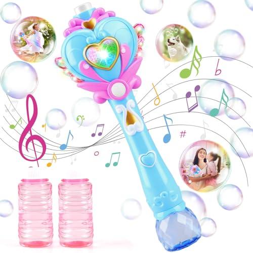 Beria Toys for Girls: Princess Toy Bubble Wand, Birthday Gifts for 3 4 5 6 7 8 Years Old Girl, Bubbles Machine Fairy Wands for Kids Light Up with Bubble Solution, Toddler Girl Toys Age 4-5