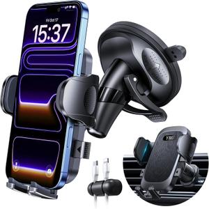[Military-Grade Anti-Shake & 360 Rotatable Suction] 2026 Upgraded Car Phone Holder Mount90+LBS Safest Strongest & Patent CertsDashboard Windshield Vent for iPhone 17 16 Pro Max Samsung,Matt Black