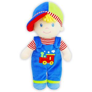 June Garden 13.5" Soft Dolly Ben - Stuffed Soft Baby Boy Doll for Birth and Up - Blue Outfit