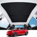 BASENOR Upgraded Tesla Model Y Sunshade Roof, [Nano Ice-Crystal Coatings] Heat Insulation Glass Roof Shade, Top Window Retractable Sun Protection, Sunroof Blocking Cover for Model Y 2020-2024 Black (2020-2024 Model Y)