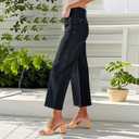 Womens Wide Leg Jeans Woman High Waisted Stretchy Baggy Cropped Denim Pants (Large, Black)