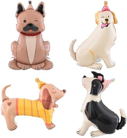 1PCS Pet Dog Foil Balloons 4D Standing Cute Puppy Balloons Self Standing Animal Foil Mylar Balloon for Baby Shower Dog Theme Party Birthday Decorations