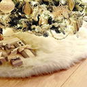 AOGU 60 Inch Faux Fur Christmas Tree Skirt White Plush Skirt for Merry Christmas Party Christmas Tree Decoration
