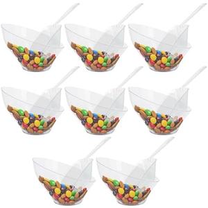 R-kay  Pcs Candy Bowls And Plastic Scoops Set - 5 Clear Plastic Candy Bowl 20 Oz And 8 Scoop 6.5 Inch Buffet Containers Set Heavy Duty