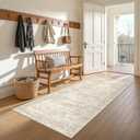 3x6 Runner Rug Non Slip, Thin Entryway Washable Rug for Entryway, Runners for Hallways, Low Pile Vintage Abstract Soft Rugs for Living Room, Kitchen, Bedroom(3'x6', Beige/Ivory')