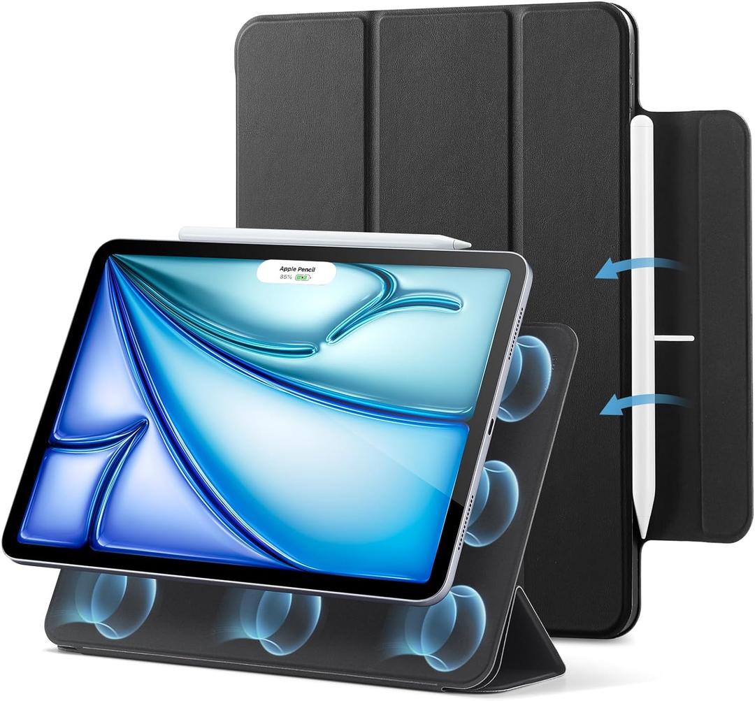 ESR for iPad Air 11 Inch Case M3/M2 (2025/2024), iPad Air 5th/4th Gen (2022/2020), Powerful Magnetic Attachment, Slim Trifold Stand Case, Auto Wake/Sleep, Durable Protection, Black (Black)