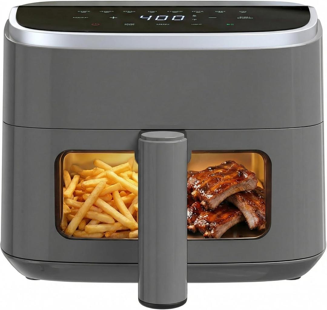 Sweetcrispy Air Fryer 4 Quart with Window, 1500W Digital Airfryer with 8 Presets, 60-Min Timer, Max 400F, Auto Shut Off & Nonstick Dishwasher Safe Basket, Shake Reminder for Small Kitchen