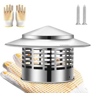 TyBasY 3/4/6/8 Inch Chimney Cap, Round Roof Rain Chimney Cover, 304 Stainless Steel Cone Top Chimney Cap with Screen, Chimney Cover for Vents, Rain Cap (6 inch)