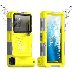 Nisso Waterproof Underwater Snorkeling Diving Phone Case for iPhone 16/15/14/13/12/11 Pro Max Mini Xr/X/Xs and Galaxy S24/S23/S22/S21 Ultra Plus Professional [15m/50ft] Photo Video Cover Yellow