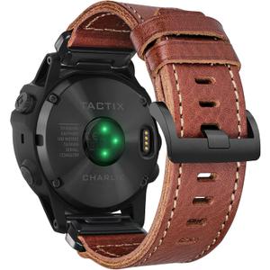 Compatible With Garmin Watch Band, Genuine Leather Watch Band, Retro Vintage Strap For fnix/Forerunner/Vivoactive/Approach/MARQ/quatix/D2 Series Tough Replacement Band