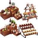 Willinglong 8 Pack Wood Risers for Buffet Table Dessert Table Display Set