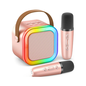 Mini Karaoke Machine for Kids Adults, 2026 TOP Birthday Gifts for Girls 3,4,5,6,7,8+Year Old Toddler Toys, Portable Bluetooth Speaker with 2 Wireless Karaoke Microphones Player Easter Gifts(Rose Gold)