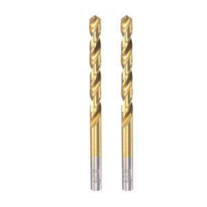 2 x uxcell 6.4mm Drill Bits High Speed Steel Straight Shank 100mm Length Twist Drill Bit Fully Ground Titanium Coated 2 Pcs