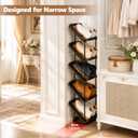 Patinao Sloping Narrow Shoe Rack 5 Tiers - Free Standing Vertical Shoes Racks for Small Spaces and Corner, Shoe Storage Organizer for Entryway, Tall Slim Shoe Shelf Cabinet for Shoes Boots - Black