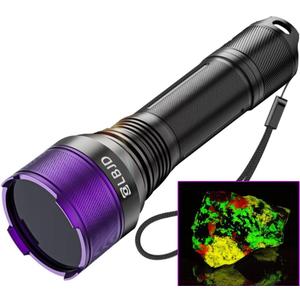 365NM UV Blacklight Flashlight, Professional 4-Core High-Intensity Filtered LED, High Capacity of Battery, Ultra-Long Range Beam for Yooperlite Hunting, Scorpions, Pet Urine, Resins, Counterfeit Money