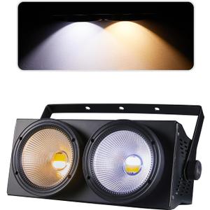 COB Par Lights for Stage 2-Eyes LED Blinder Fresnel Flash Strobe Wash DJ Lights DMX Sound Activated 2x100W Cool&Warm White 3500K-7500K Audience Lighting for Church Party Wedding