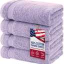 American Veteran Towel, Hand Towels for Bathroom Set of 4, 100% Cotton Turkish Hand Towel Sets, Soft Hand Face Towels, Lilac Hand Towels