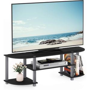 Furinno Turn-S-Tube Wide TV Entertainment Center, Black/Grey (4-Tiers with Round Corner)