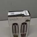 Electric Salt and Pepper Grinder set of 2, Automatic Salt and Pepper Mill Grinder, Adjustable Roughness, Battery Powered with Blue LED Light, Stainless Steel with One Hand Operation (Sliver)