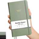 2026-2027 Monthly Planner, Jan 2026 - Dec 2027, Pocket Size (4.3" x 5.9"), 2026-2027 Calendar, 24 Self-adhesive Monthly Tabs, Leather Hardcover, 100 GSM Thick Paper (Light Green)
