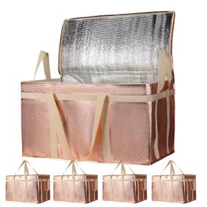 Bodaon 5-Pack Cooler Insulated Food Delivery Bag, Rideshare Delivery Bag, XXX-Large Thermal Bags for Catering/Hot Pizza, Travel/Camping Essentials/Picnic/Grocery Reusable Warmer Frozen, Gold