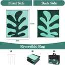 Wonnitar Abstract 8x10 Outdoor Rugs, Modern Coral Waterproof Reversible Plastic Straw Rug for Patio, Foldable Lightweight Outside Carpet for Deck, Balcony, RV, Beach, Green