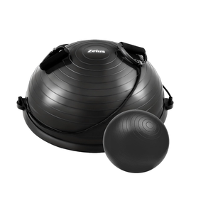 ZELUS Half Balance Ball Trainer, 23 inch Half Exercise Ball with Nonslip Base, 330lbs Cap Half Yoga Ball with Resistance Bands & Foot Pump, Extra Ball Included, Strength Fitness Ball for Home Gym