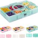 Snackle Box Container - 10 Compartments Including 2 XL, Dishwasher & Microwave Safe, Divided Serving Tray with Lid and Handle, BPA-Free, snack box (1 PCS, Green, 1 Box with 2 XL Compartments)